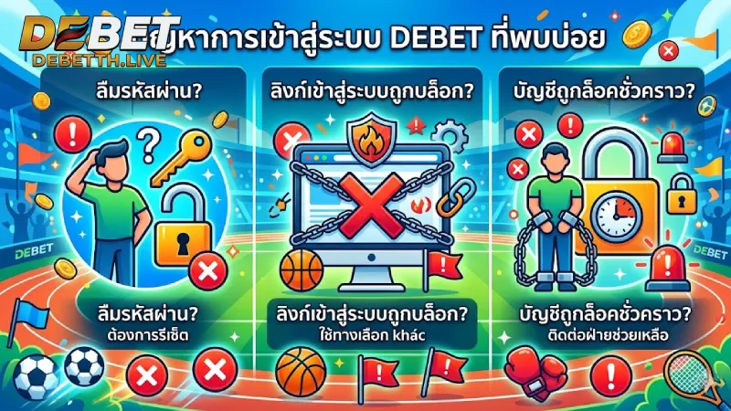 ปัญหาที่พบบ่อยเมื่อ เข้าสู่ระบบ DEBET และวิธีแก้ไขอย่างมืออาชีพ